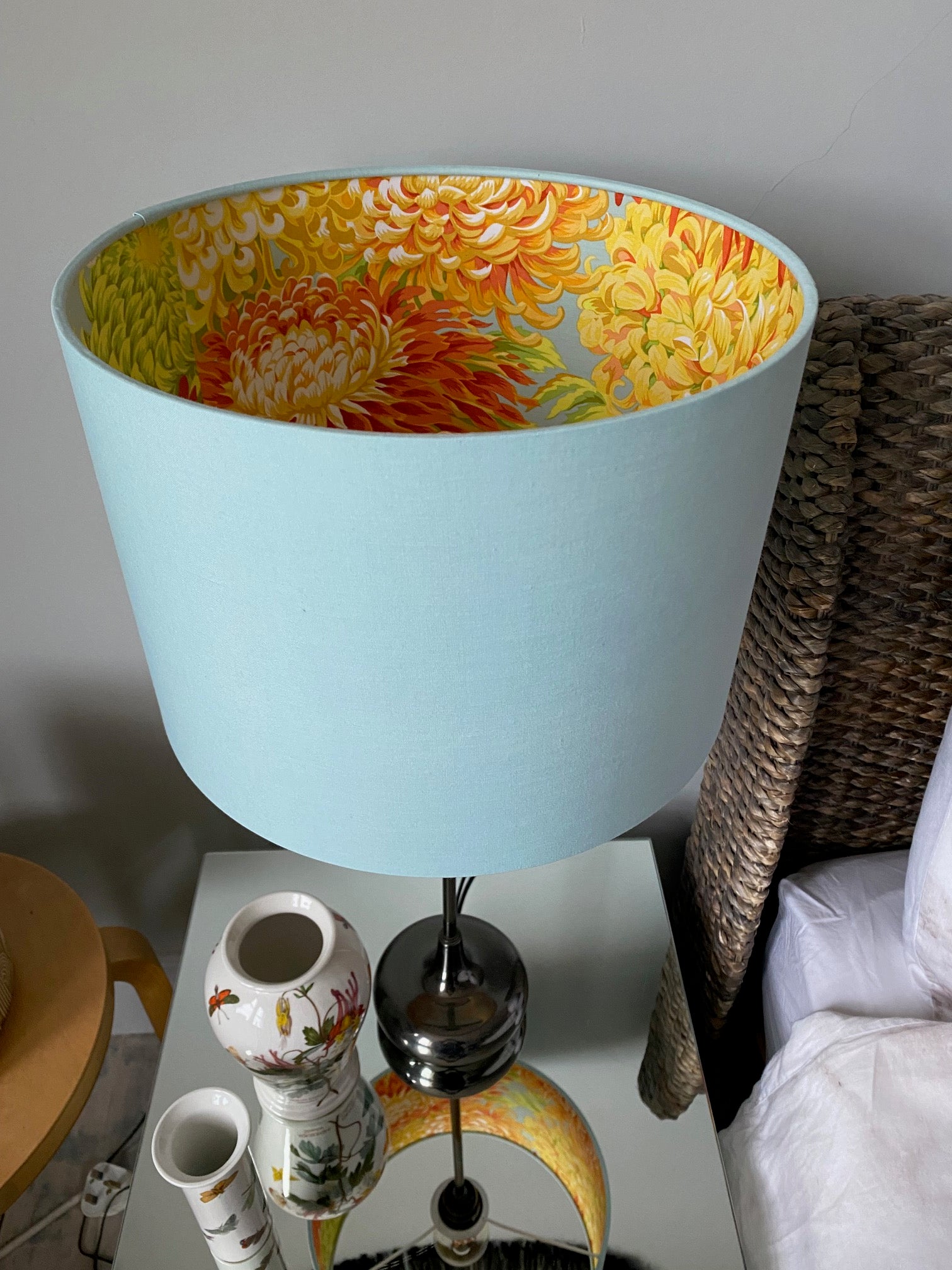 Double-sided Kaffe Fassett 'Japanese Chrysanthemum' lampshade