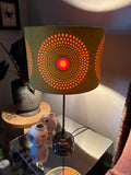 Double-sided ‘Hidden Target 25' black, red and yellow print lampshade