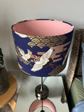 Double-sided ‘Cranes In The Sky - Blue’ Japanese cotton lampshade