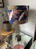 Double-sided ‘Cranes In The Sky - Blue’ Japanese cotton lampshade