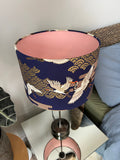 Double-sided ‘Cranes In The Sky - Blue’ Japanese cotton lampshade
