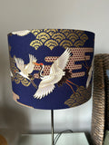 Double-sided ‘Cranes In The Sky - Blue’ Japanese cotton lampshade