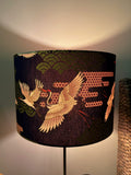 Double-sided ‘Cranes In The Sky - Blue’ Japanese cotton lampshade