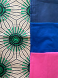 Double-sided ‘Green Dandelion’ Ankara fabric lampshade