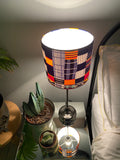 Single-sided grey and yellow ‘grid’ pattern Ankara lampshade