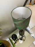 Single-sided ‘Swirl’ green, white & black Ankara print fabric lampshade