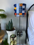 Single-sided grey and yellow ‘grid’ pattern Ankara lampshade
