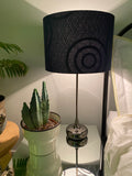 Double-sided 'Hidden Circles 1' French navy with black/white Ankara print lampshade