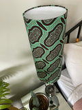 Single-sided cylinder ‘Retro Green’ Ankara print fabric lampshade