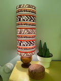 Single-sided cylinder 'African Stripe' Ankara fabric lampshade