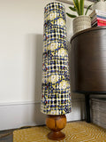 Single-sided tapered cone 'Abstract' blue, lime & white Ankara graphic print fabric lampshade