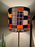 Single-sided grey and yellow ‘grid’ pattern Ankara lampshade