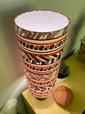 Single-sided cylinder 'African Stripe' Ankara fabric lampshade