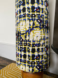 Single-sided tapered cone 'Abstract' blue, lime & white Ankara graphic print fabric lampshade