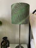 Single-sided ‘Swirl’ green, white & black Ankara print fabric lampshade