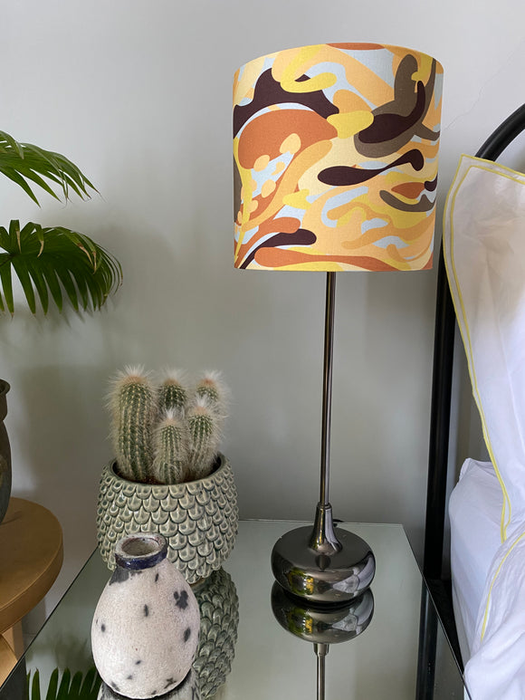 Single-sided ‘Camouflage 1’ yellow fabric lampshade