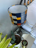 Single-sided grey and yellow ‘grid’ pattern Ankara lampshade