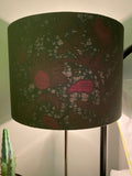 Double-sided 'Hidden Floral' khaki and turquoise Ankara fabric lampshade
