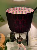 Double-sided  ‘Hidden Chevrons' green and pink Ankara print lampshade