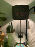 Double-sided 'Hidden Floral' khaki and turquoise Ankara fabric lampshade