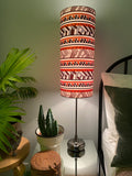 Single-sided cylinder 'African Stripe' Ankara fabric lampshade