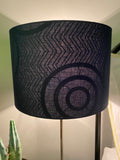 Double-sided 'Hidden Circles 1' French navy with black/white Ankara print lampshade