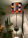 Single-sided grey and yellow ‘grid’ pattern Ankara lampshade