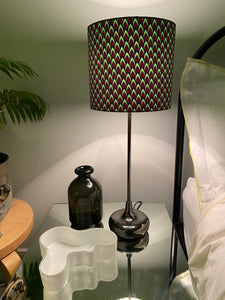 Single-sided ‘Fin’ green & black Ankara print fabric lampshade