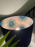 Double-sided ‘Green Dandelion’ Ankara fabric lampshade