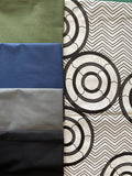 Double-sided 'Hidden Circles 1' French navy with black/white Ankara print lampshade