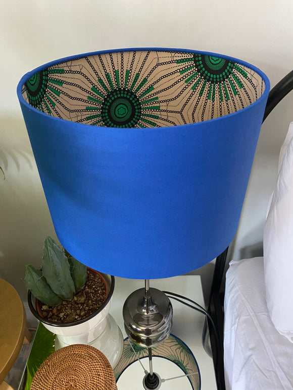Double-sided ‘Green Dandelion’ Ankara fabric lampshade