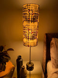 Single-sided tapered cone 'Abstract' blue, lime & white Ankara graphic print fabric lampshade