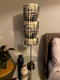 Single-sided tapered cone 'Abstract' blue, lime & white Ankara graphic print fabric lampshade