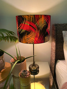 Double-sided 'Dark on Fire' Ankara print lampshade