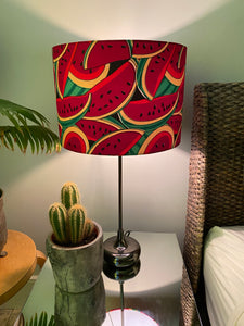 Double-sided "You're Twistin' My (Water)melon Man" Ankara print lampshade