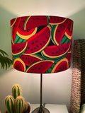 Double-sided "You're Twistin' My (Water)melon Man" Ankara print lampshade